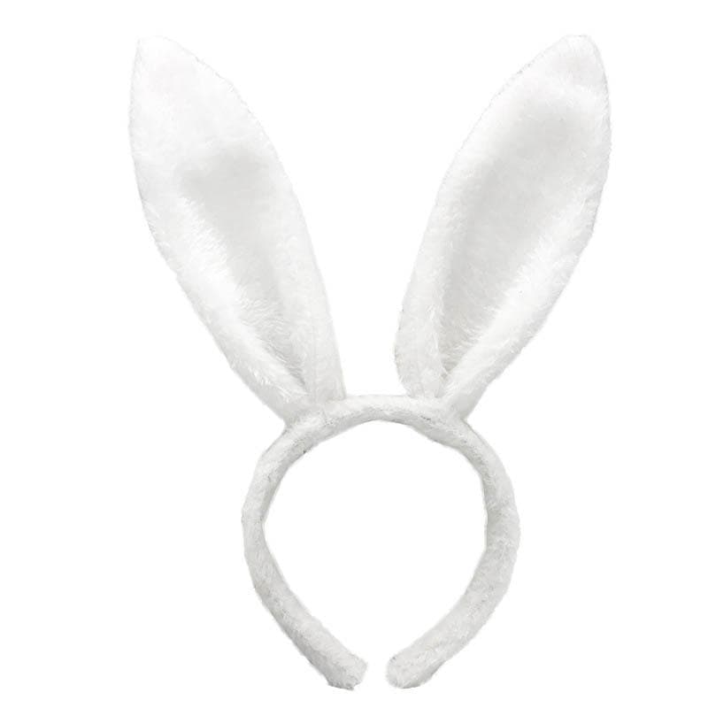 1pc Easter Decoration Cute Rabbit Ear Headband Easter Adult Kids Prop Plush Hairband Bunny Ear Hairband Party Costume Decorations Hair Accessories white