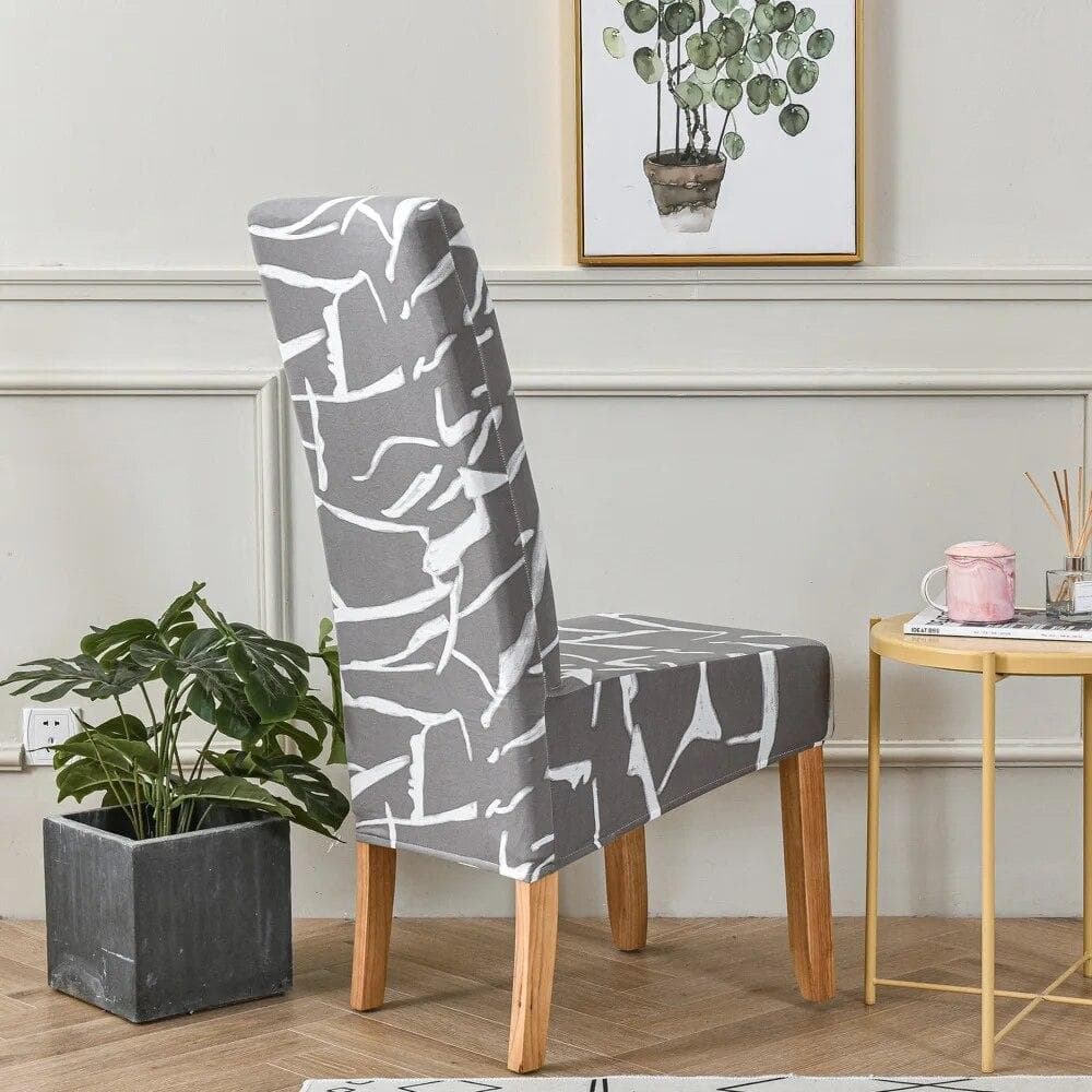 XL Size Dinning Chair Cover Floral Print Big Size Stretch Long Back Chair Cushion Furniture Protection Anti-dust Seat Cover 1pcs