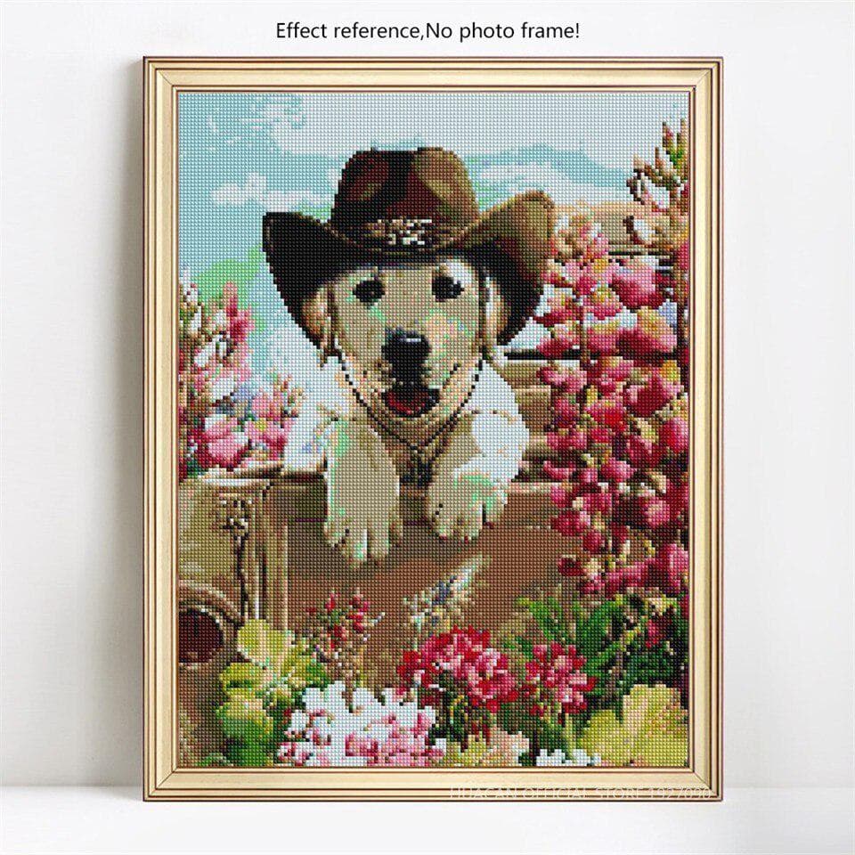 5D DIY Diamond Embroidery Dog Full Round Diamond Painting Animal Mosaic Home Decor 20X30CM