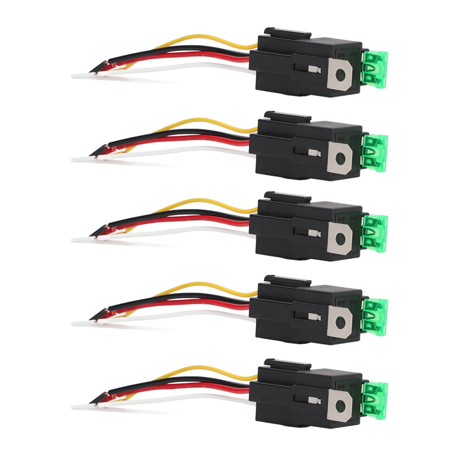 5Pcs Automotive Relay 12V DC 30A 4 Pin 4 Wire Interlocking Relay Socket Set Kit for Vehicle
