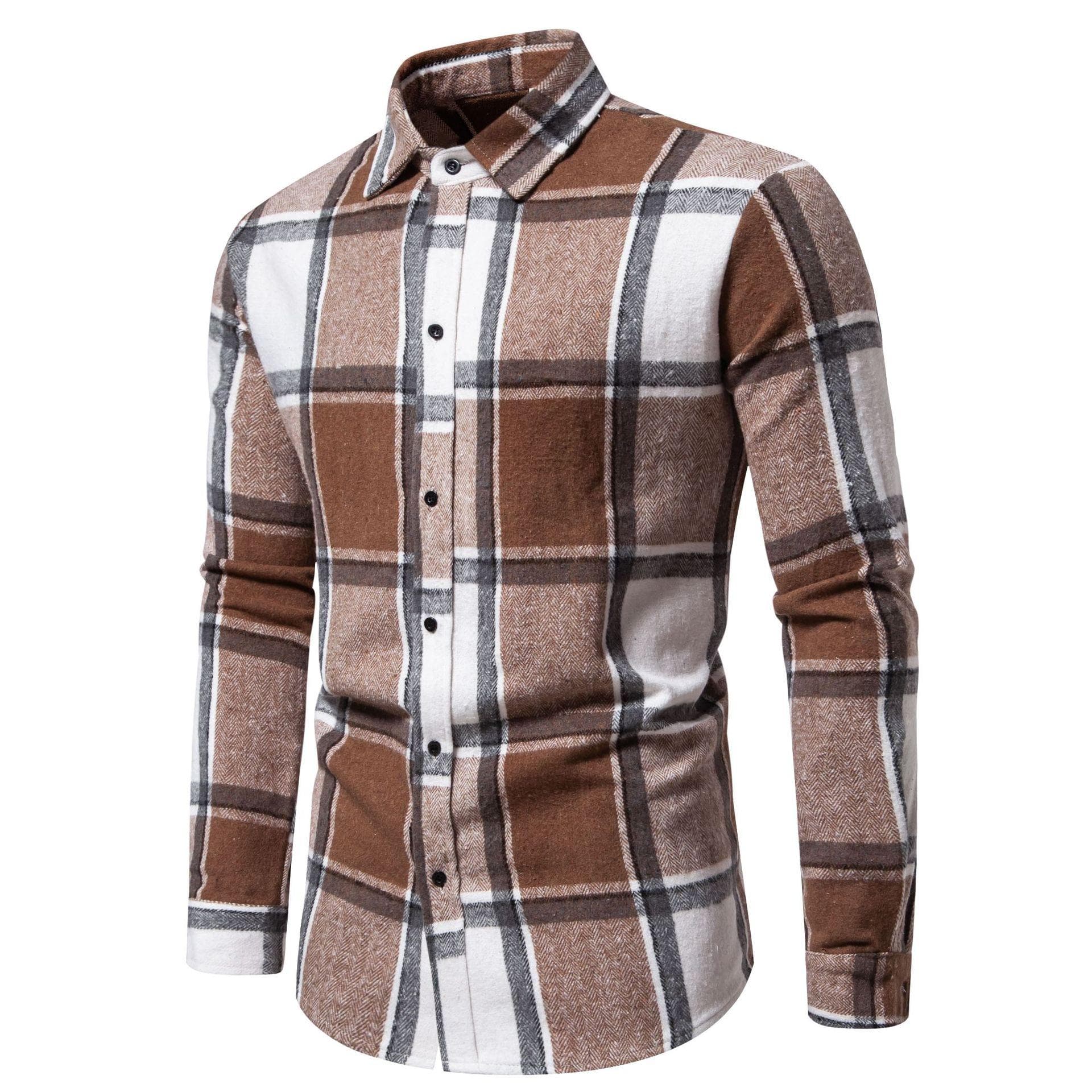Men's Classic Retro Plaid Shirts Long Sleeve Shirt Jacket Casual Business Plaid Shirt for Men Lightweight Work Lapel Shirts S khaki