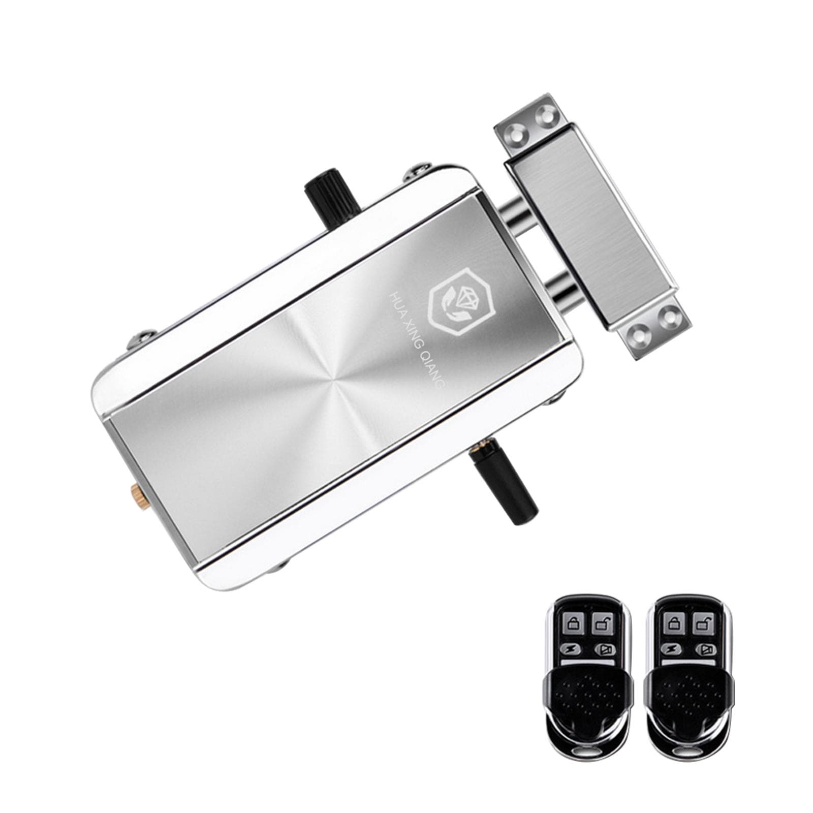Home Door Lock Kit Remote Control Keyless Entry Electronic Lock Smart Wireless Antitheft Deadbolt with 2 Remote Control silver