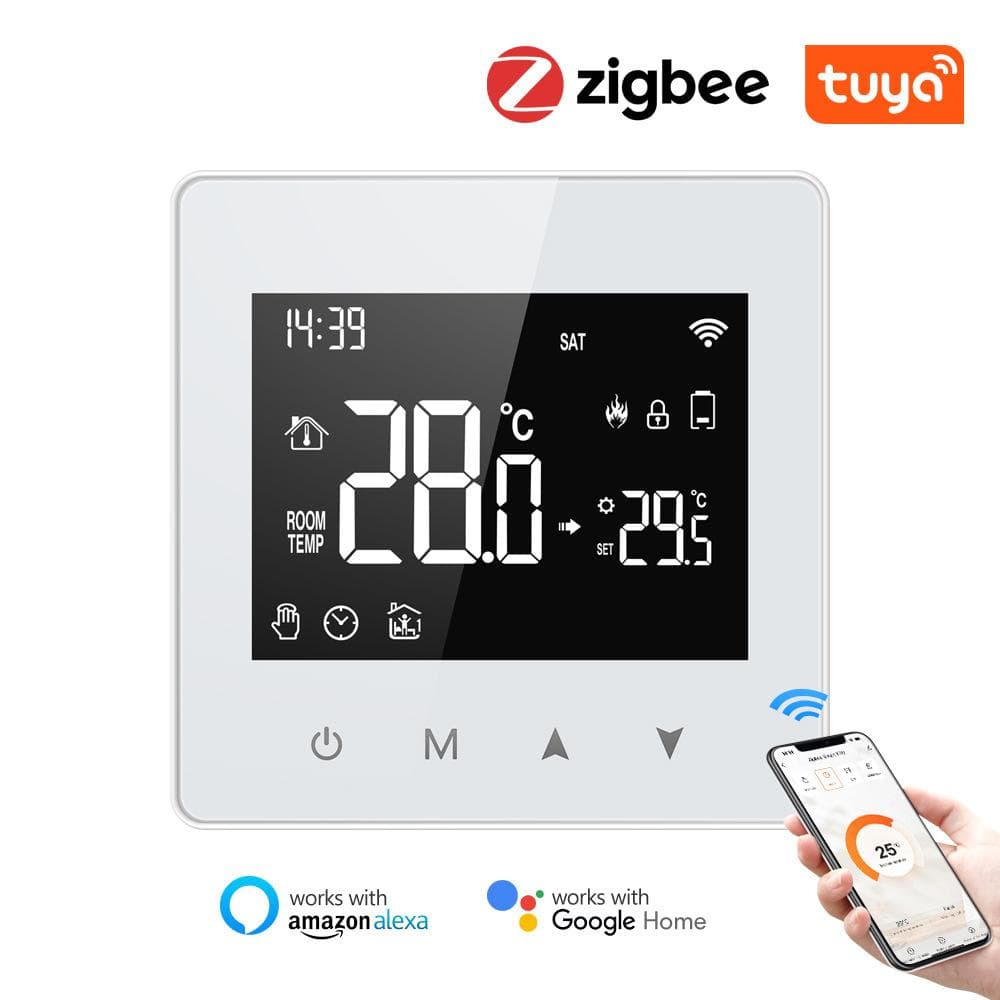 Tuya ZigBee Intelligent Constant Temperature Controller Temperature Adjustable LCD Display white