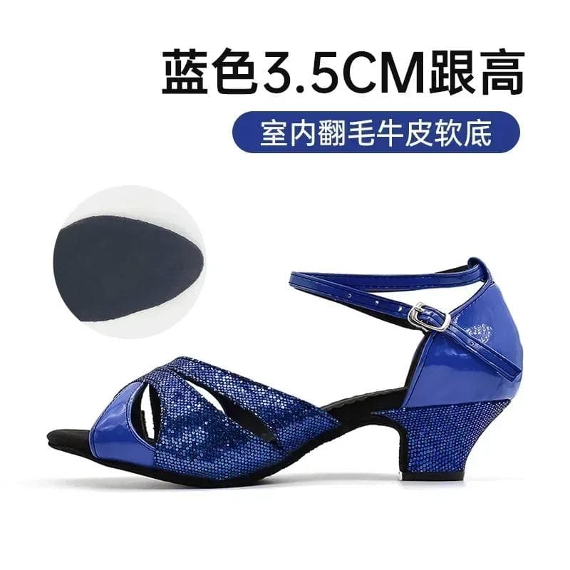 Girls Ballroom Women's Latin Tango Dance Shoes Heeled 3.5cm/5.5cm Sales Silver Gold Black Blue Color Wholesale 40