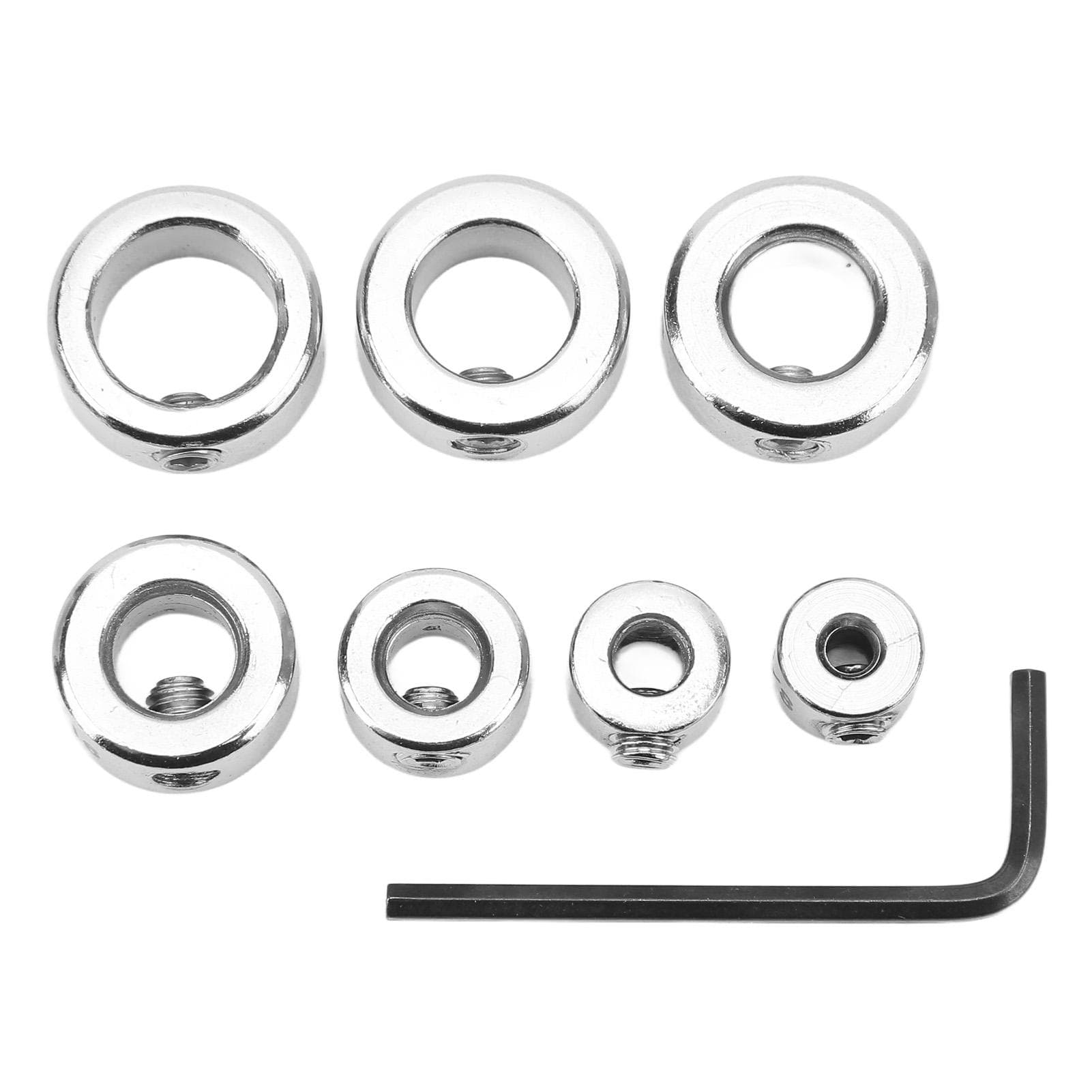 7PCS Twist Bit Stop Collar High Carbon Steel Woodworking Drilling Depth Limit Rings with Hex Wrench