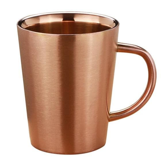 Double Wall Coffee Mug Water Milk Tea Cup Beer Drinking Mug Heat-resistant Coffee Cup One size rose gold