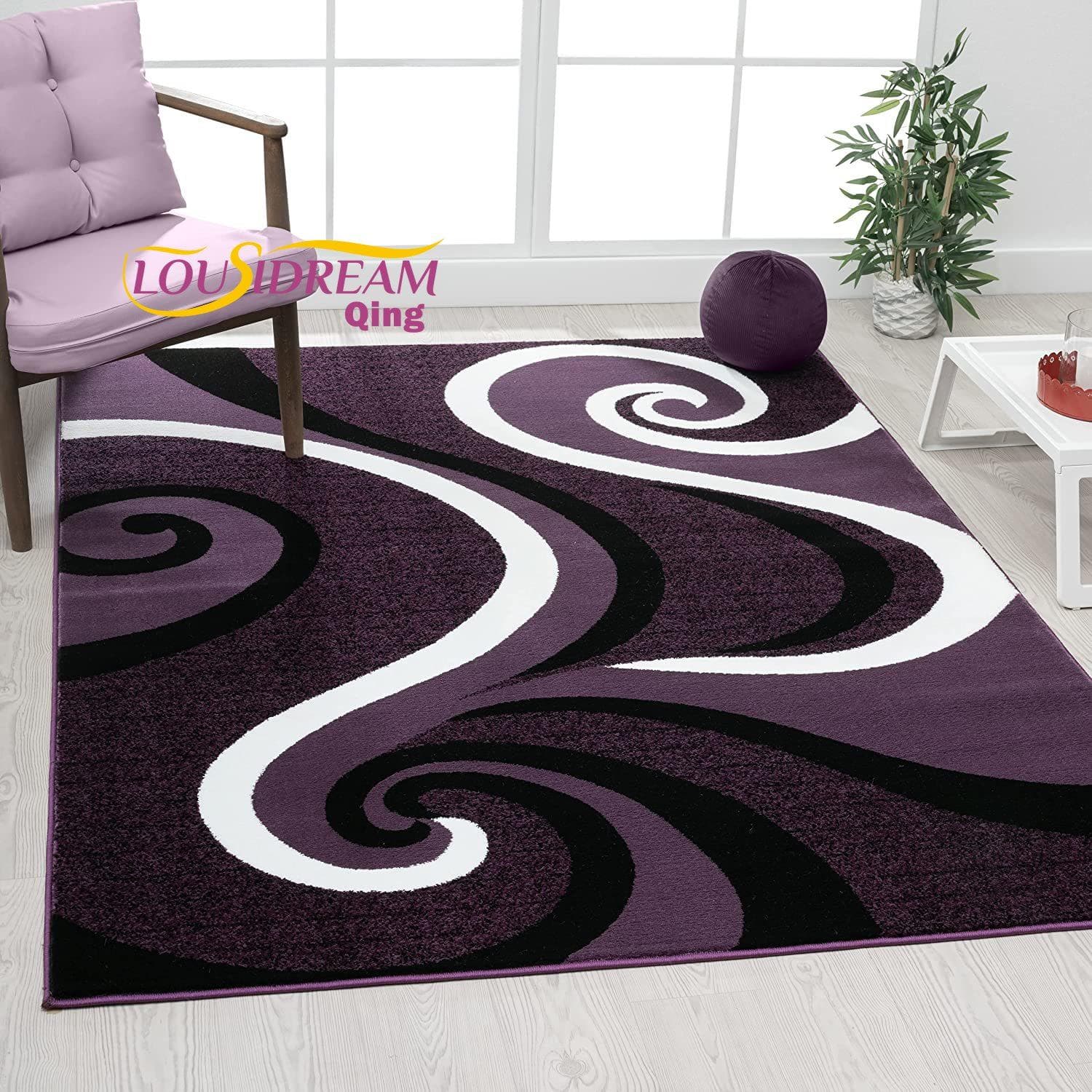 Modern Fashionable Fluffy Soft Rug Red Black Swirl White Area Rug Carpet Modern Abstract carpet 40x60cm