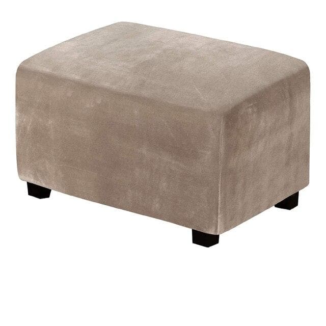 4 Sizes Velvet Durable Customized Stretch Footrest Ottoman Cover Folding Storage Stool Furniture Protector Rectangle Slipcover L taupe