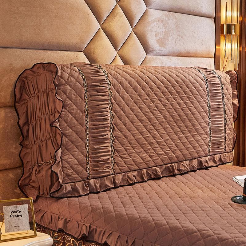 European All-inclusive Thicken Quilted Headboard Cover Soft Cotton Fabric King Queen Size Dustproof Bed Head Cover 150x70cm W150 x H70cm