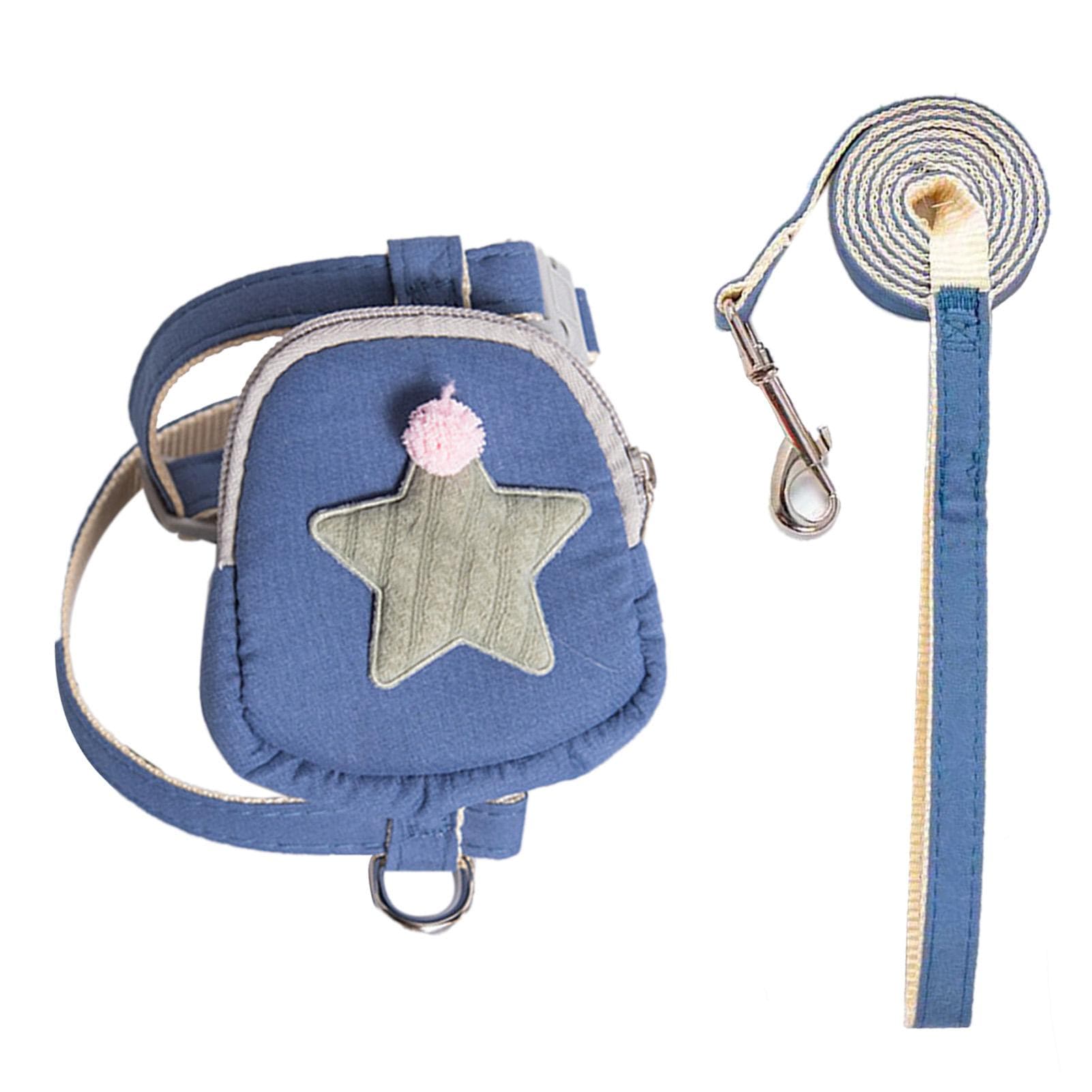 Pet Harness Leash Set Adjustable Straps Even Pressure Escape Proof Loose Cat Vest Belt for Outdoor S (Recommended Within 2.5kg/5.5lb) blue