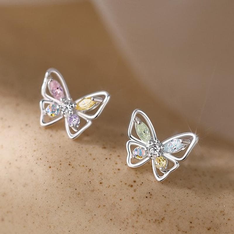 Zircon Ear Bone Nail Glossy Butterfly Spiral Stud Earrings For Women Girls Wedding Party New Jewelry Gift 1pair