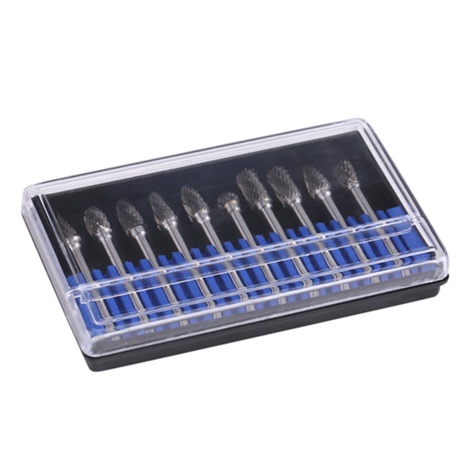 10pcs Tungsten Carbide Steel Rotary Files Burr Set 3mm Shank 6mm Cutting Diameter Double Cut white