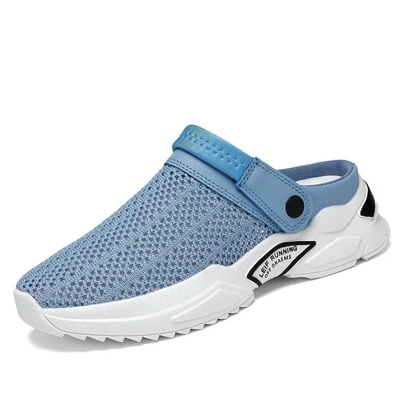 Fashion Mesh Men Sandals Outdoor Clogs Casual Sneakers for Man Breathable Half Slippers Slip on Lightweight Walking Beach Man Shoes 2024 39 blue