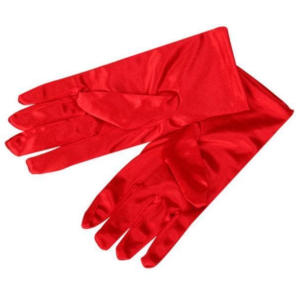 Women Gorgeous Wrist Gloves Wedding Dance Party Satin Prom  Fashion Dresses Accessories Short Mitts red