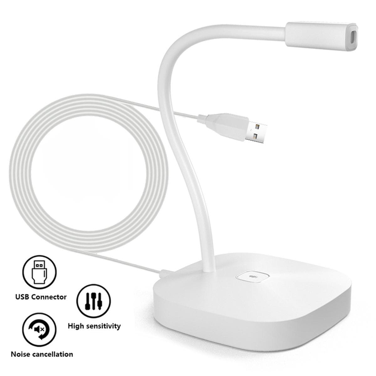 Desktop Computer Microphone USB Wired Microphone 360 Degrees Omnidirectional Condenser Mic cool white
