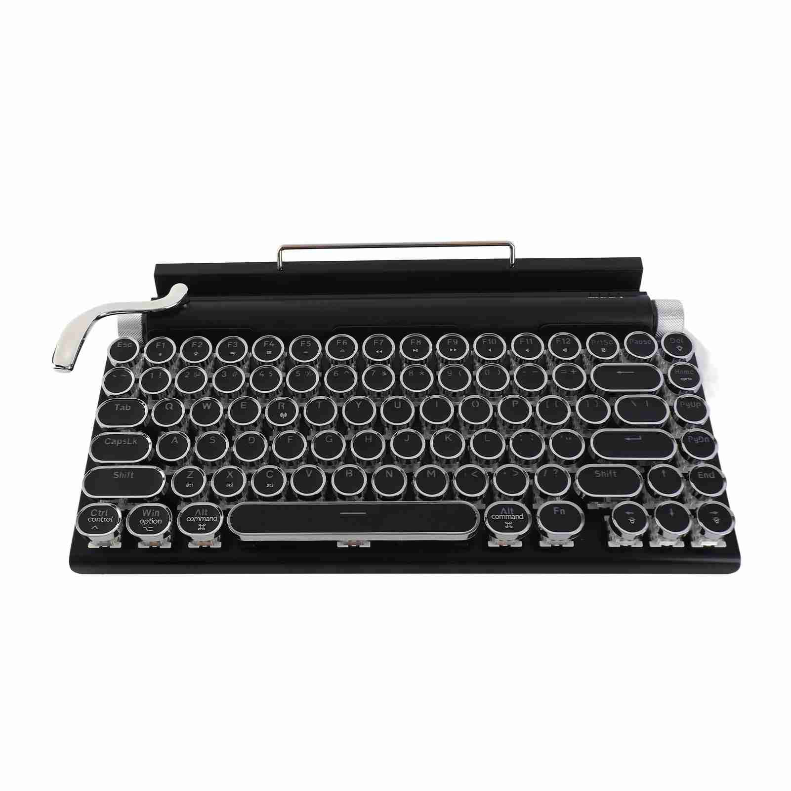 Retro Typewriter Keyboard 83 Keys High Strength Detachable Punk Keycap Brushed Panel Typewriter