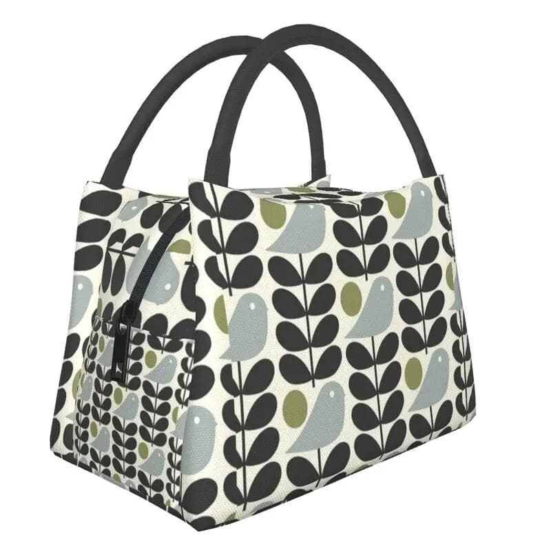 Orla Kiely Abstract Multi Stem Insulated Lunch Tote Bag for Mid Century Scandinavian Geometric Cooler Thermal Food Lunch Box 28x17x16CM black