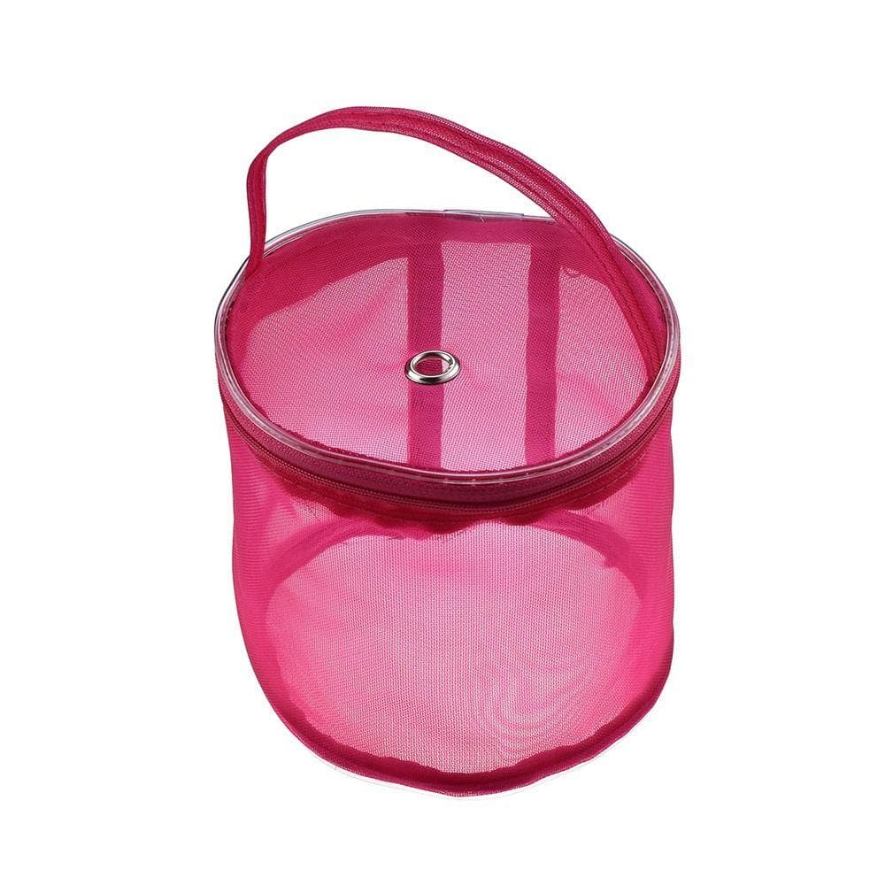 Colorful Yarn Storage Mesh Bag Mesh Weaving Round Bags Wool Storage Bag Yarn Crochet Organizer Knitting Baskets DIY Accessories rose red