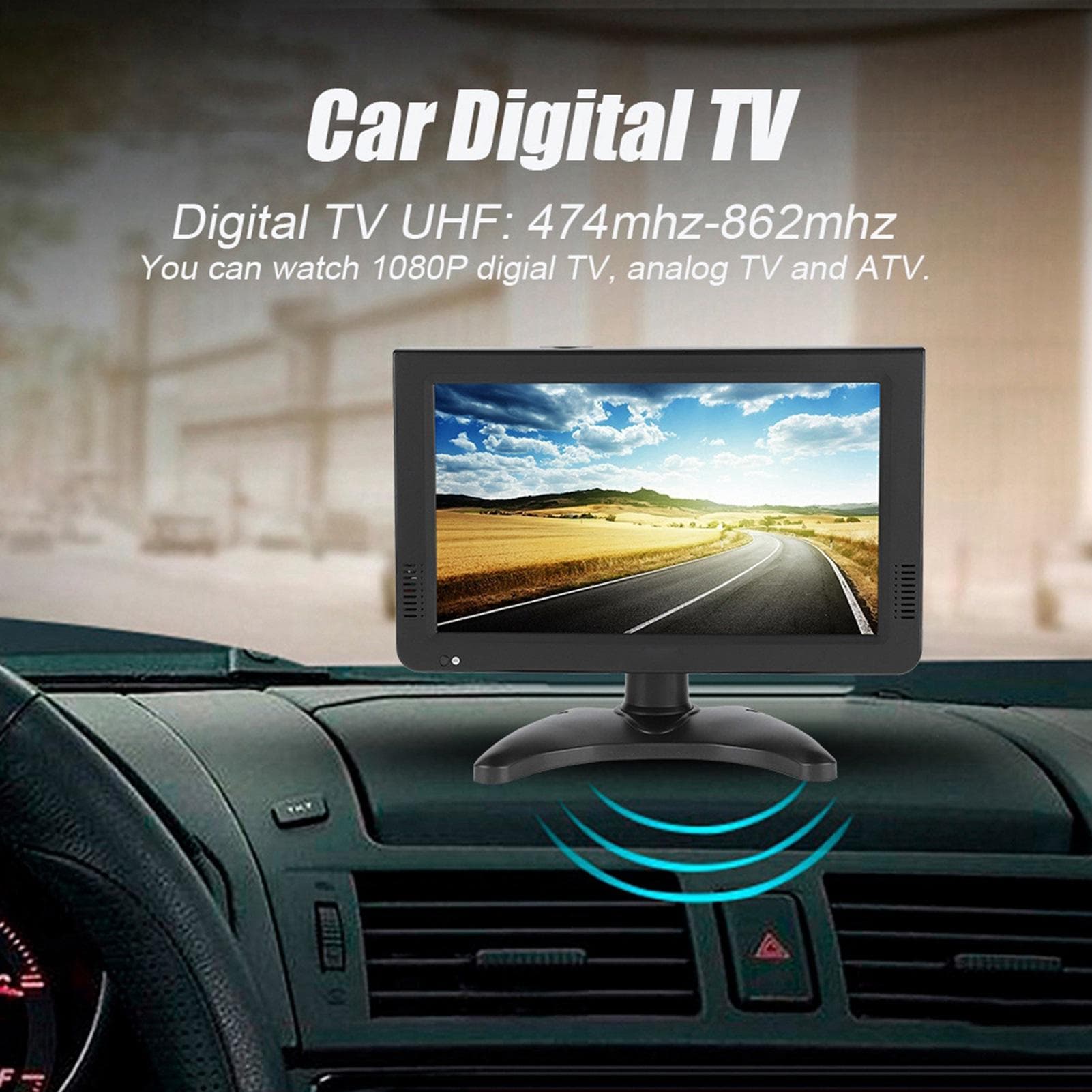 LEADSTAR Car Digital TV High Sensitivity 1080P Portable TV for AnalogDigital TVATV - 10in UK Plug
