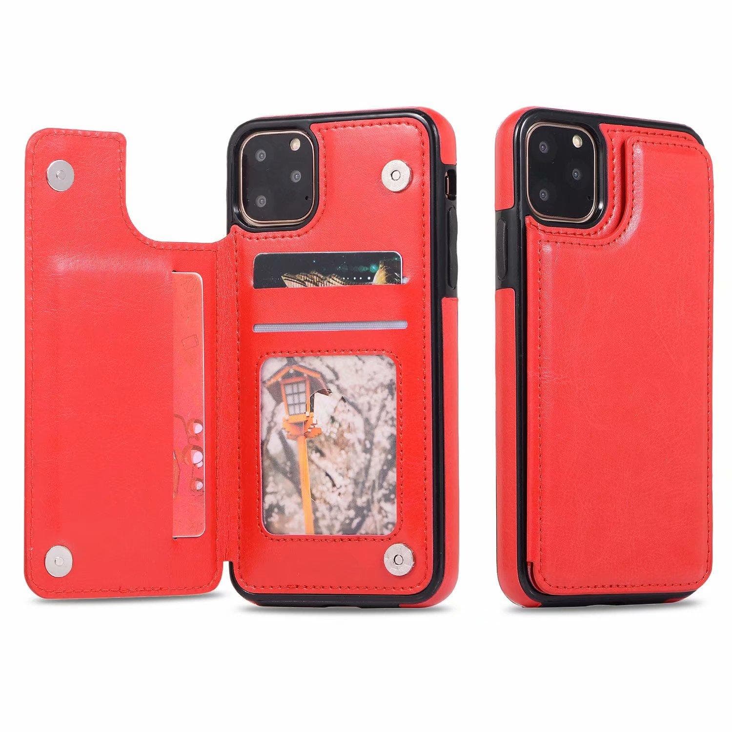 Leather Wallet Case Flip Cover for iPhone 16 15 14 13 12 11 Pro Max 8 7+ XR XSMAX Samsung S25 S24 S23 S22 S21 S20 Plus S23FE A55 A14 A54 A53 Samsung A12 5G red