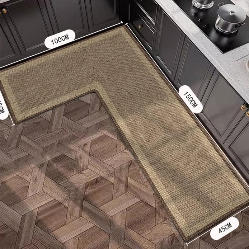 Kitchen Carpet L Shape Non-slip Floor Mat Diatom Mud Absorbent Mats Home Decoration Rug Oil Absorption Imitation Linen Carpets 80x160x45cm