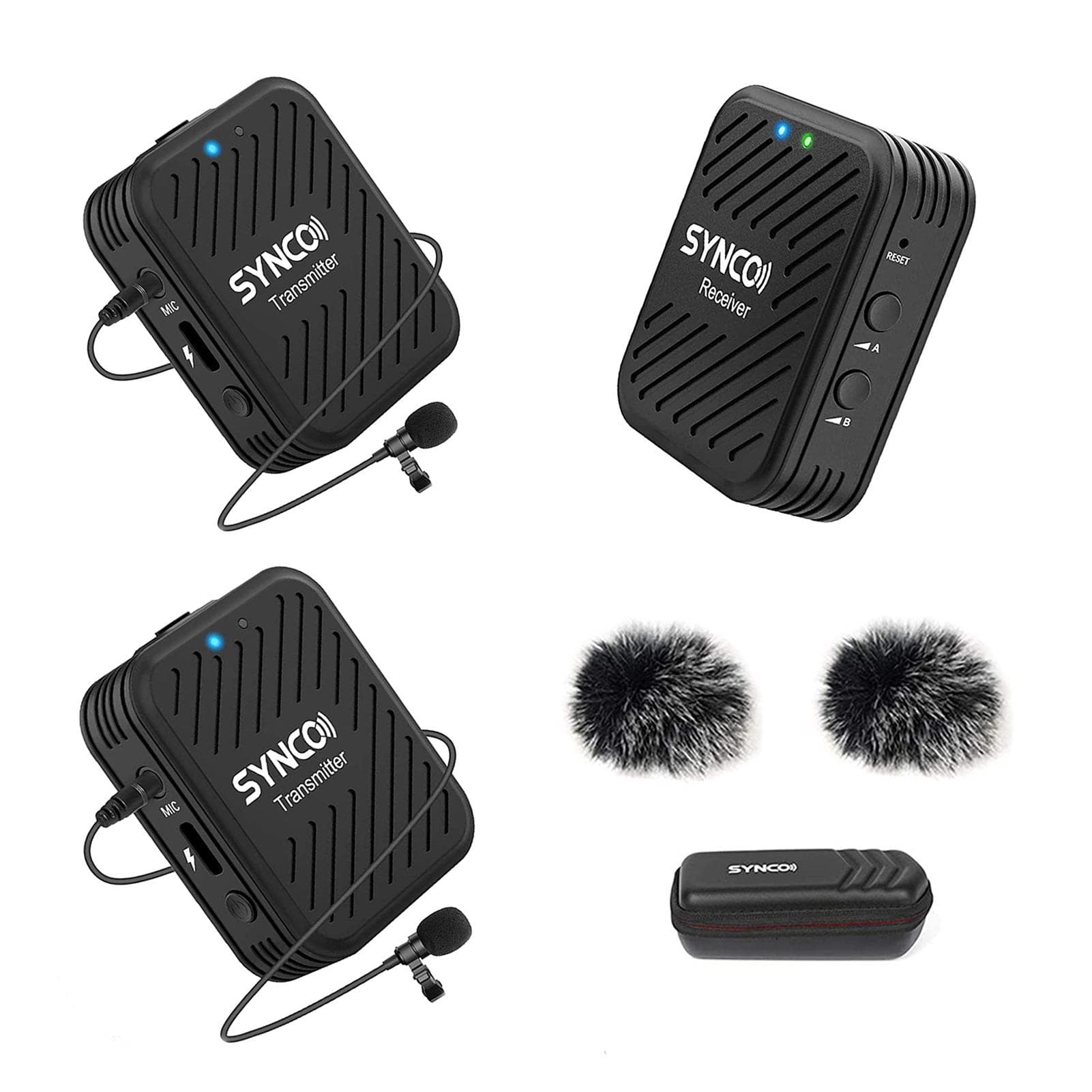 SYNCO G1 (A2 ) 2.4G Wireless Microphone System with 1 Receiver & 2 Transmitters & 2 Lavalier black