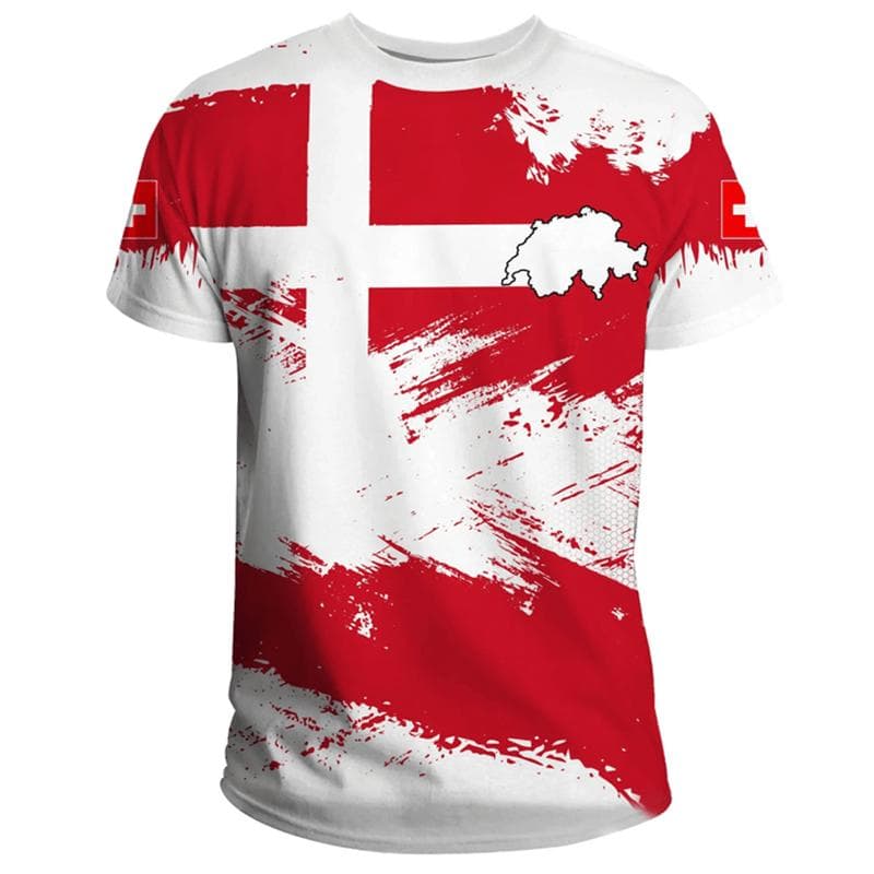 Outdoor Casual Sportswear Tshirts For Men Clothing Switzerland National Emblem Flag 3d Print Cool T-Shirt Gym Tops O Neck Tees S