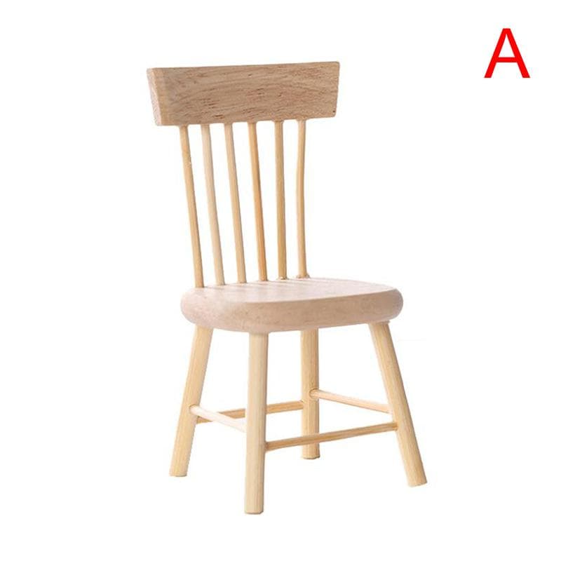 1/12 Miniature Doll House Furniture Wooden Dining Table Chair Simulation Toys 4x4x8.8cm