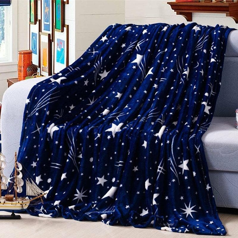 Micro Plush Fleece Flannel Blanket Super Soft Warm Solid Throw Rug Sofa Bedding 50*70cm navy blue