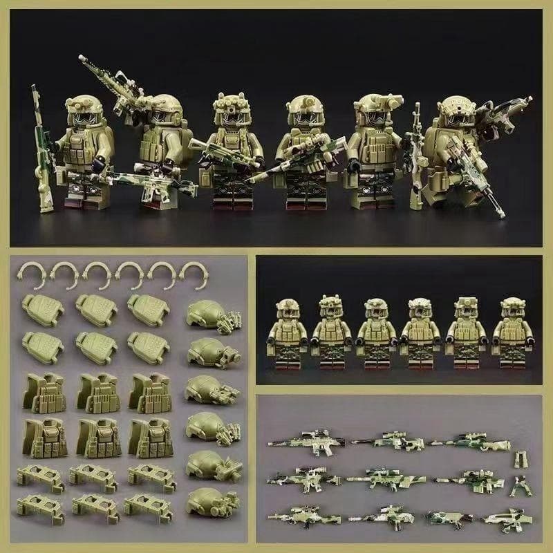 Military Special Forces Minifigures Building Blocks SWAT Ghost Commando Police Soldiers Army Action Figure Weapons Bricks Kids Toy Birthday Gifts No Box