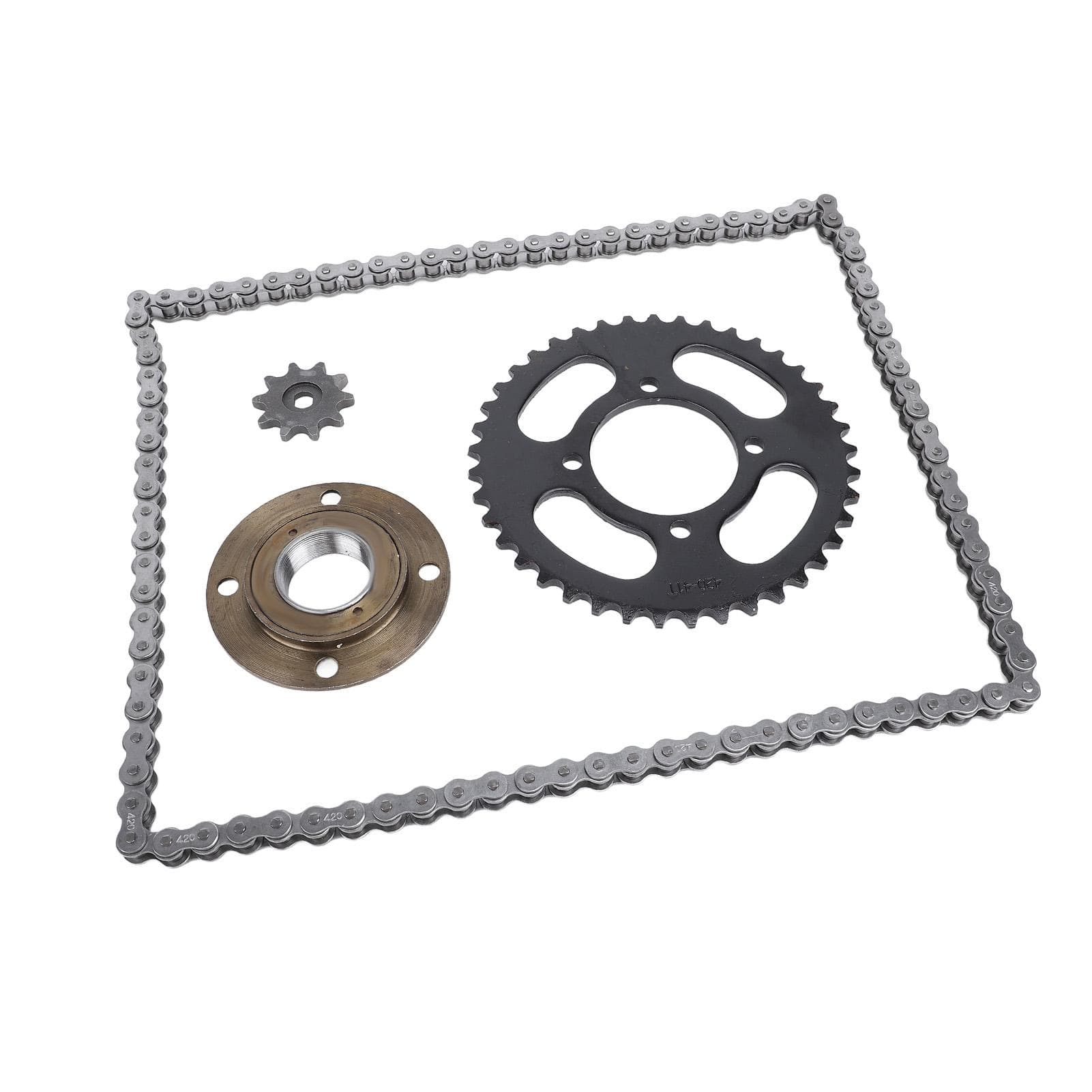 420 Sprocket and Chain Kit 10MM 10T Front 41T Rear Sprocket 76 Drive Links Chain Toothless Flywheel