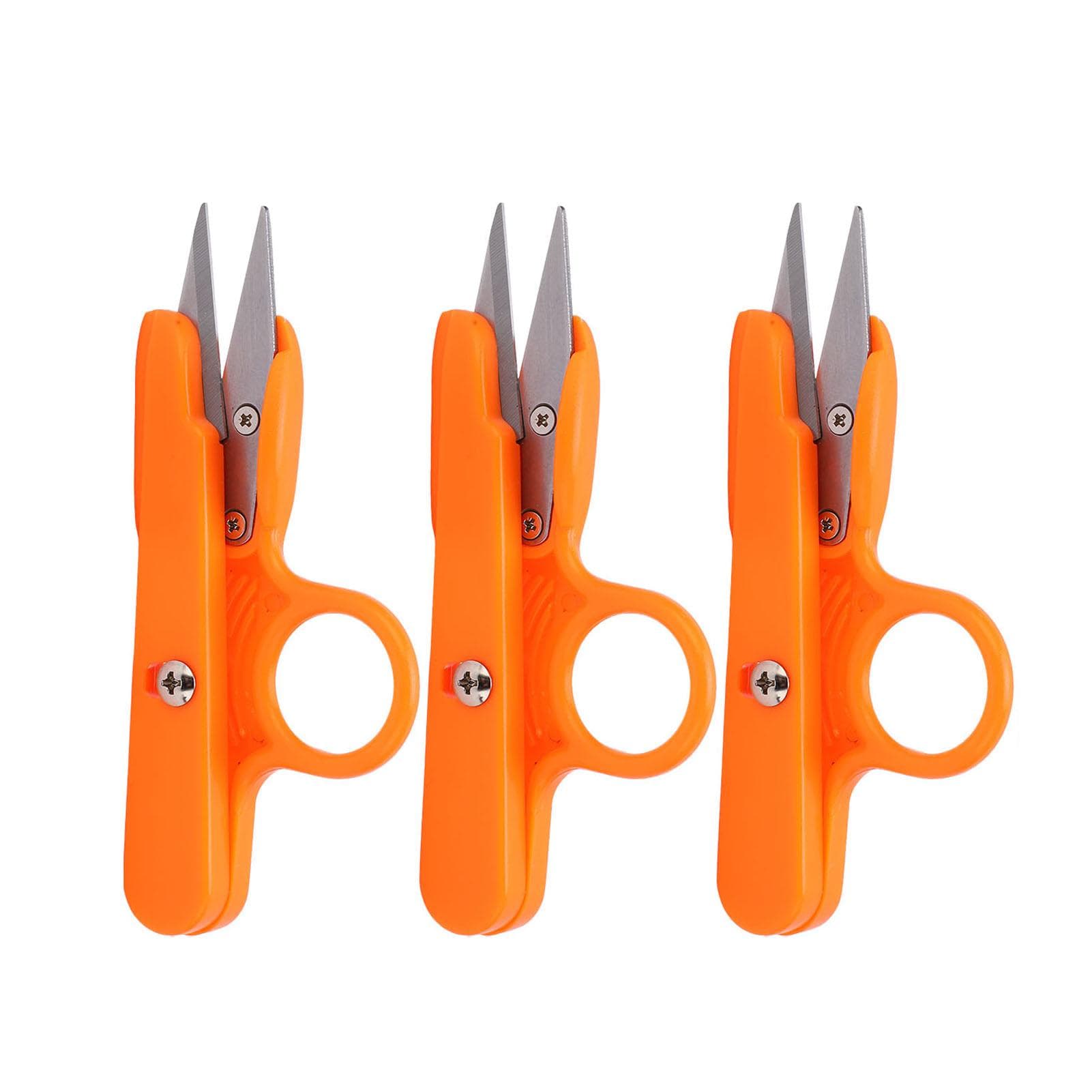 3pcs Crochet Scissors Incisive Blade Lightweight Portable Orange Color Stainless Steel Mini