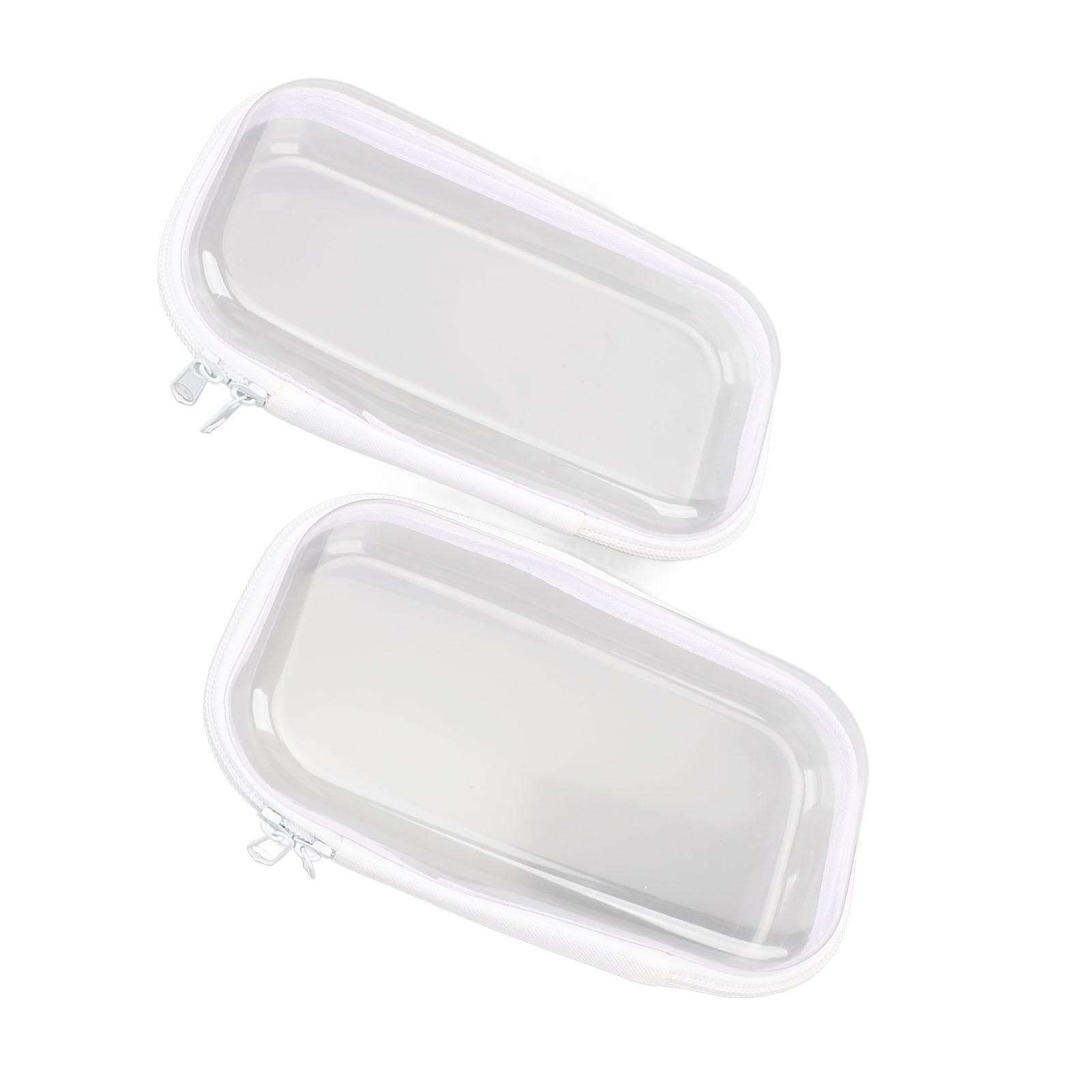 2 Pack Clear Hard Sided Plastic Zipper Case Anti Dust Organizer Bin Makeup Cosmetic Bag Hard Clear