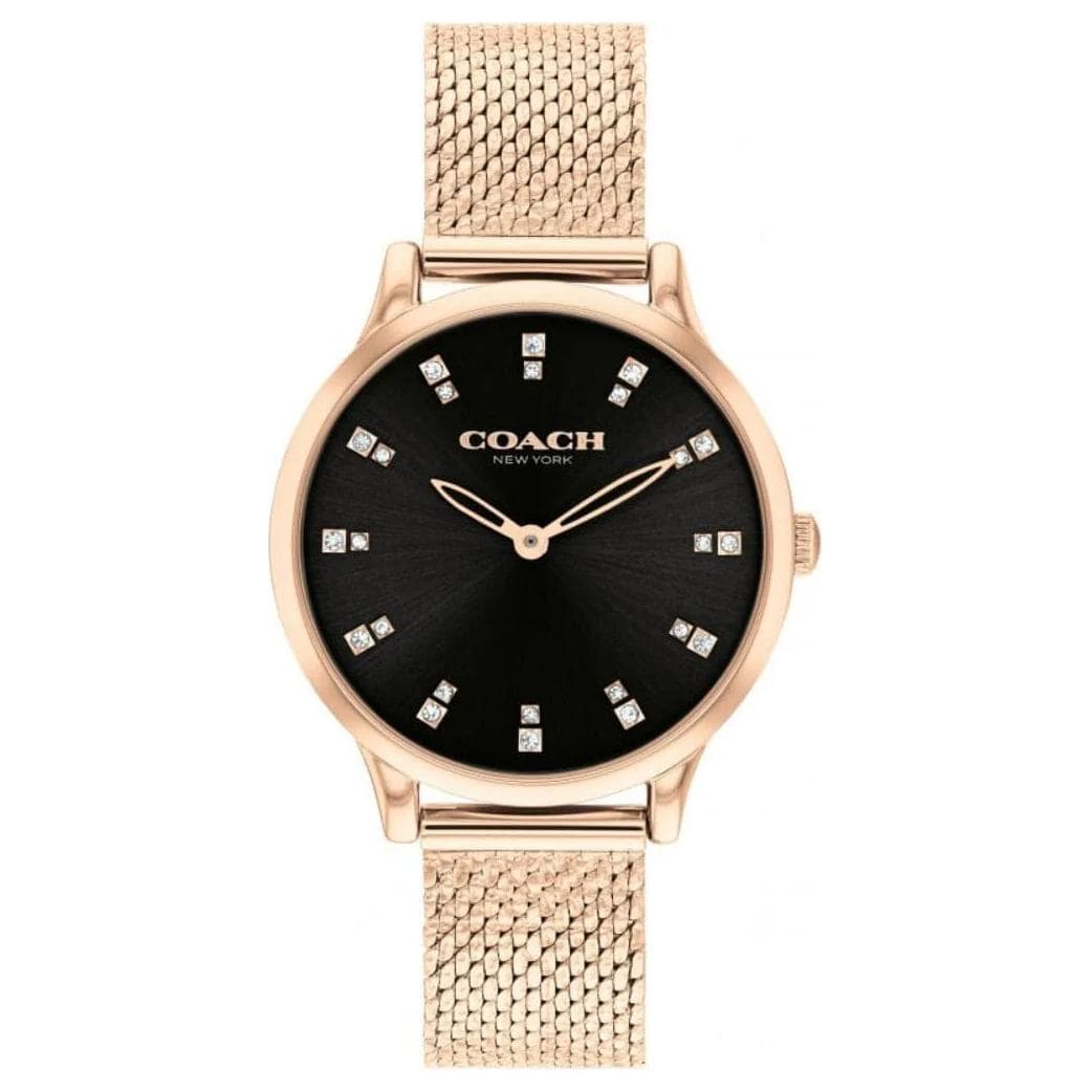 Coach Manhattan Quartz Watch Stainless Steel Band 32Mm Black Dial 30M Water Resistant Women watches 14504217 Black Dial