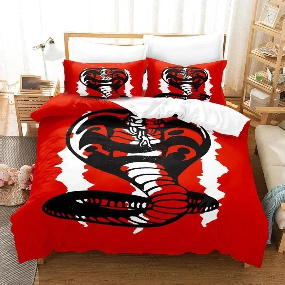 3D Print Cobra Kai Karate Bedding Set Duvet Cover Bed Set Quilt Cover Pillowcase Comforter king Queen Size Boys Adult Bedding US Full 200x230cm