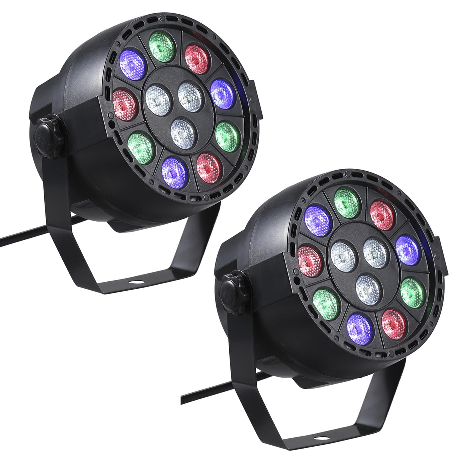 AC90-240V 12 LEDs Par Lights 8 Channel RGBW Color Mixing Stage Lighting with DMX Strobe & Sound UK Plug