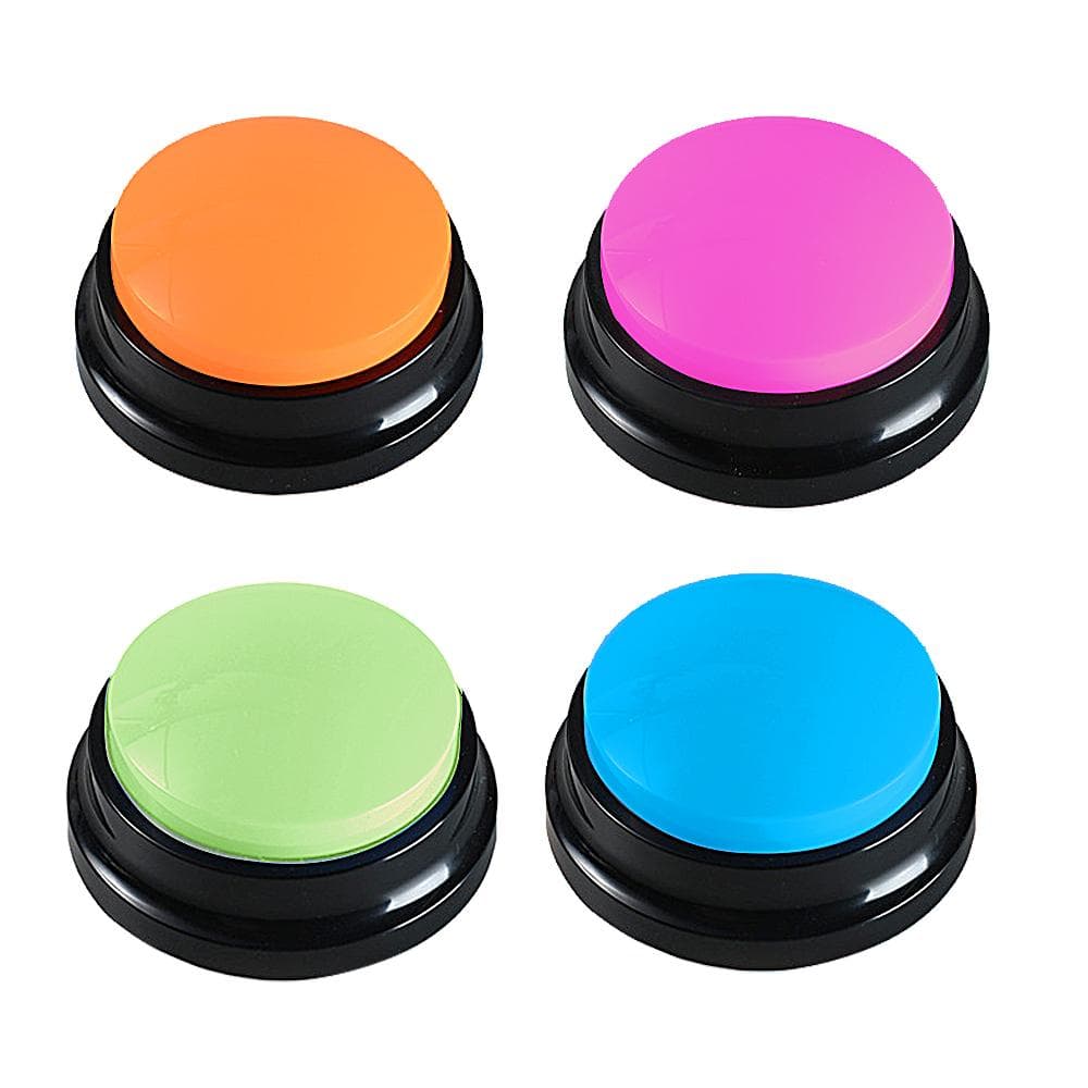 4 Color Voice Recording Button 30 Second Record Playback Recordable Dog Buttons for Communication Rose Red & Orange & Blue & Green