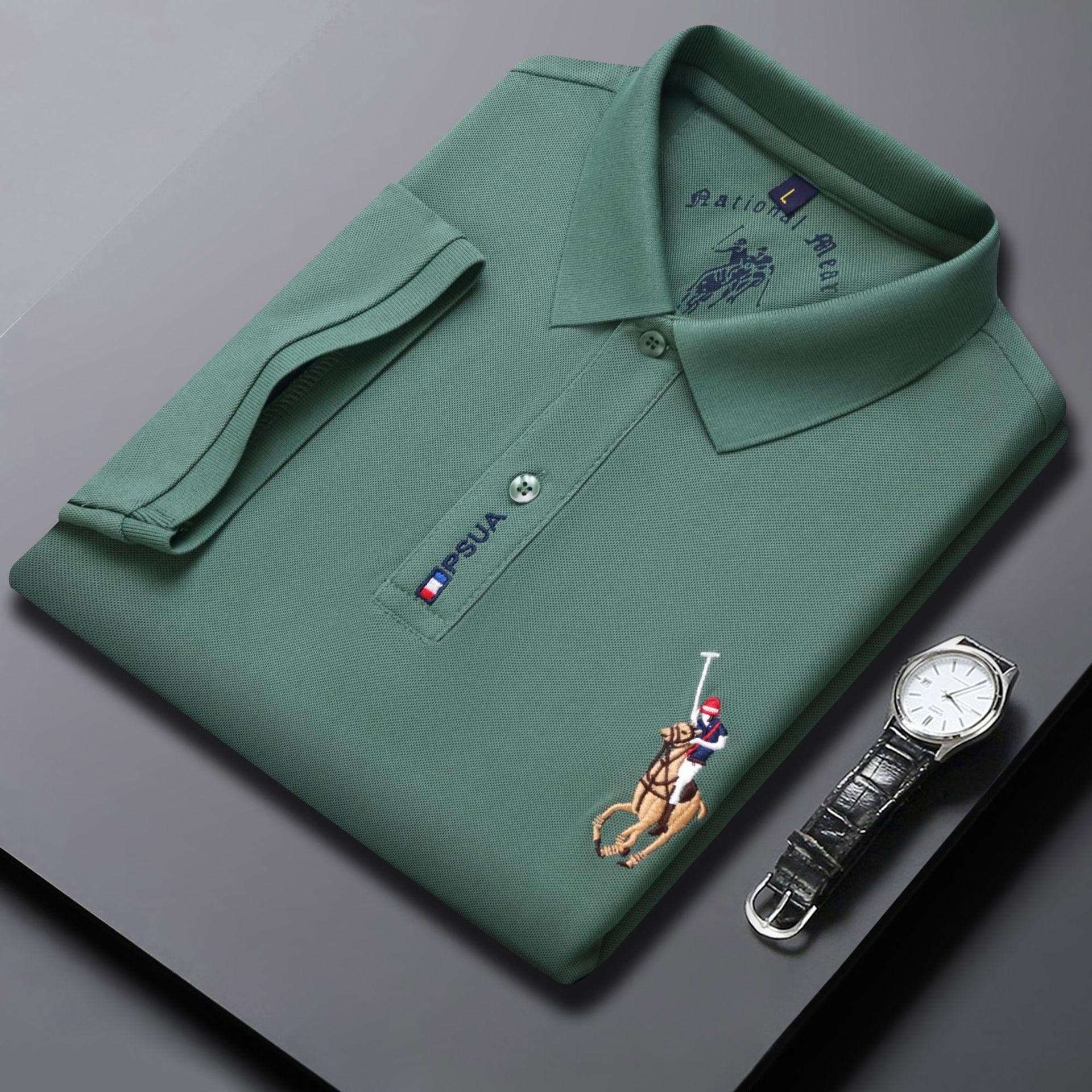 Men's Polo Shirt Summer Short Sleeve T-shirt Men's Bottoming Shirt Casual Embroidered Polo Shirt L