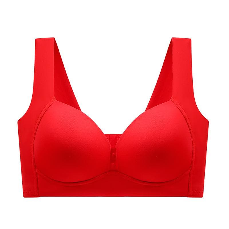 Seamless Bra Women's Large and Thin Underwear Full Cup Without Steel Ring Gathered Bra Solid Casual Bra Traceless Bra 38/85C red