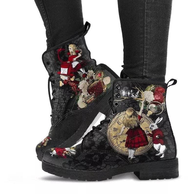 2026 Fashion New Women's Boots Printed Leather Combat Boots Motorcycle Boots 35