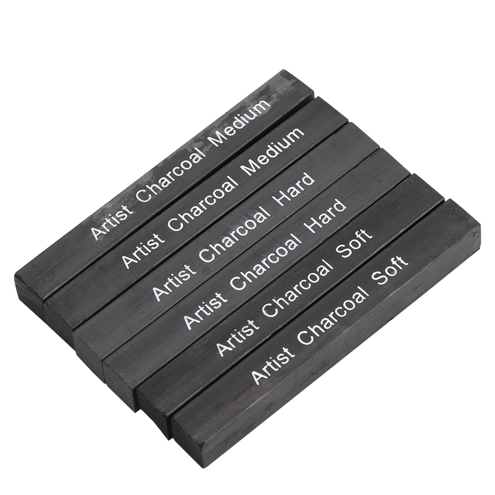 6Pcs Compressed Charcoal Sticks Black Square SoftMediumHard Graphite Drawing Pencil Art Supplies