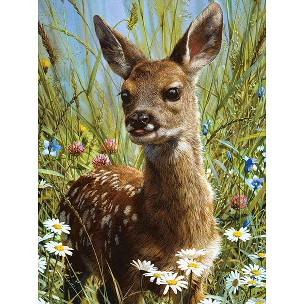 Diamond Embroidery Grass Deer Round Diamond Painting Cross Stitch Kits Diamond Mosaic Home Decor 20X30CM