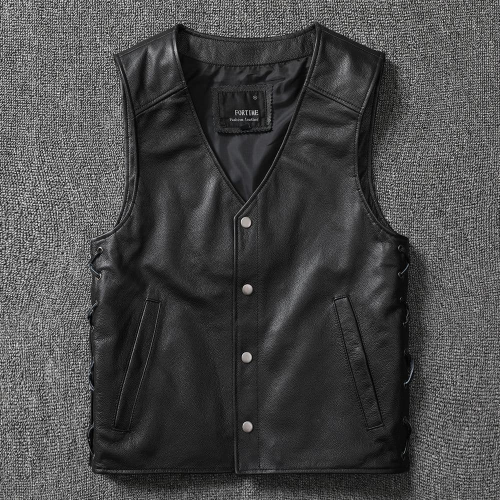 Harley Motorcycle Vest Riding Suit Hipster Pure Head Layer Cowhide Leather Men 3XL