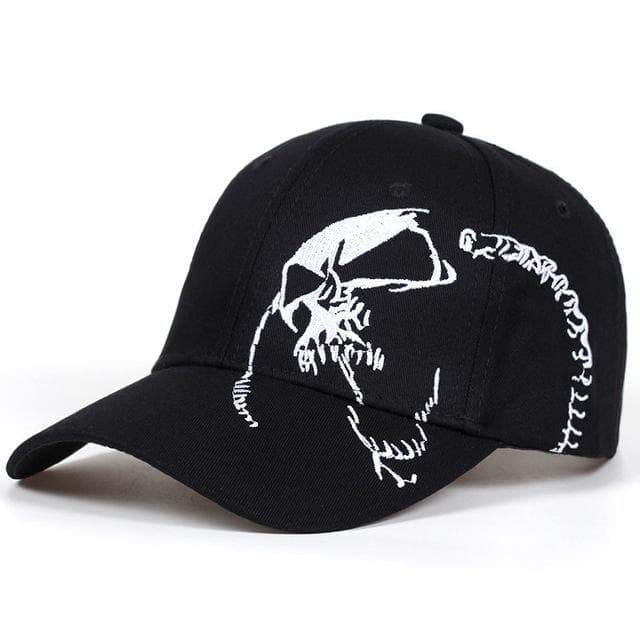 Skull Punk Fashion Embroidery Baseball Cap Cotton Snapback bone Hat Hip Hop Cap Men Women dad hat black