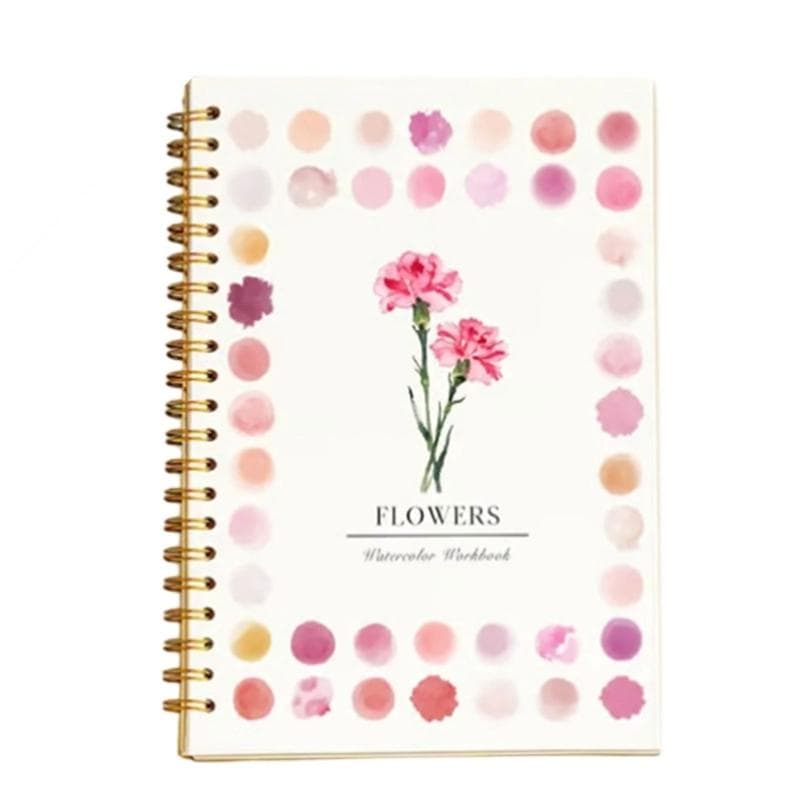 2Pcs Travel Watercolour Workbook 100 Pages Beginner Watercolour Paper Pad with 12 Color Watercolor Paint and Brush 03