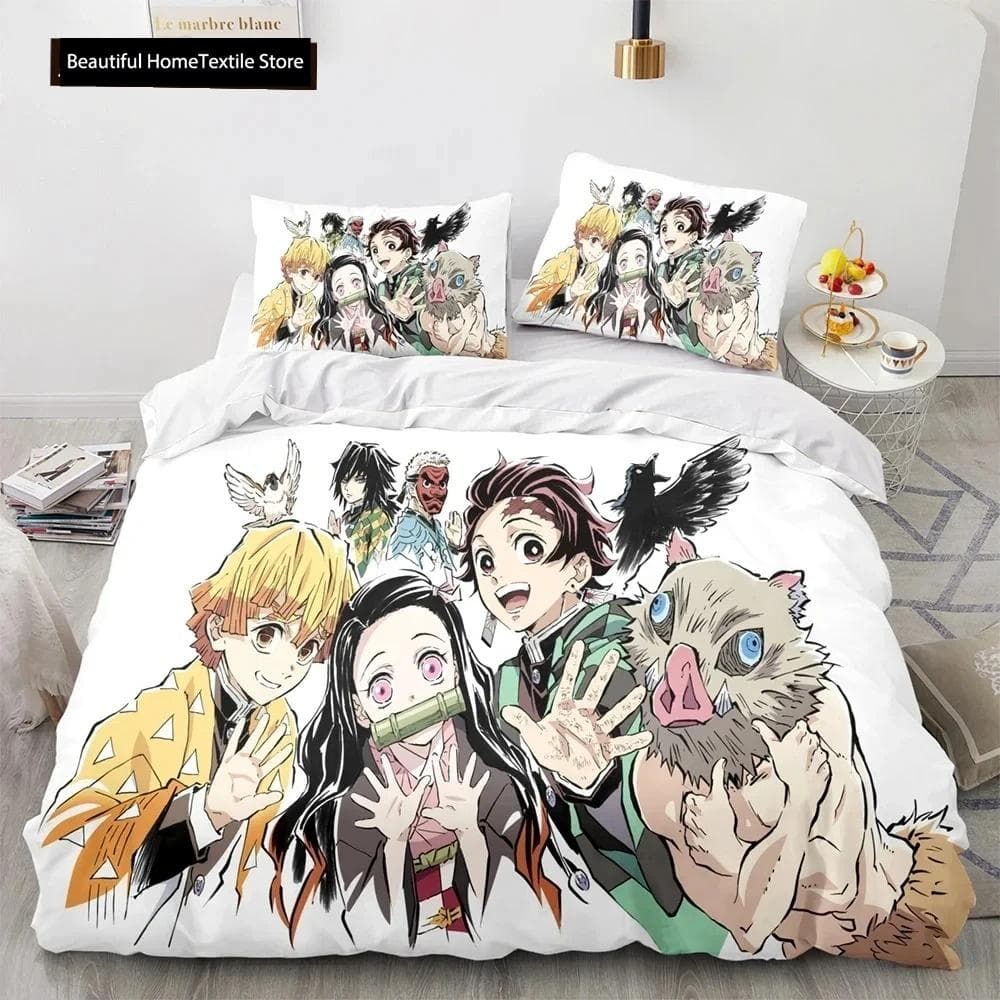 Demon Slayer 3d Bedding Set Anime Duvet Cover Pillowcases Single Twin Full Queen King Size Boys Girls Boys Gift Home Decor 70x133cm 2pcs