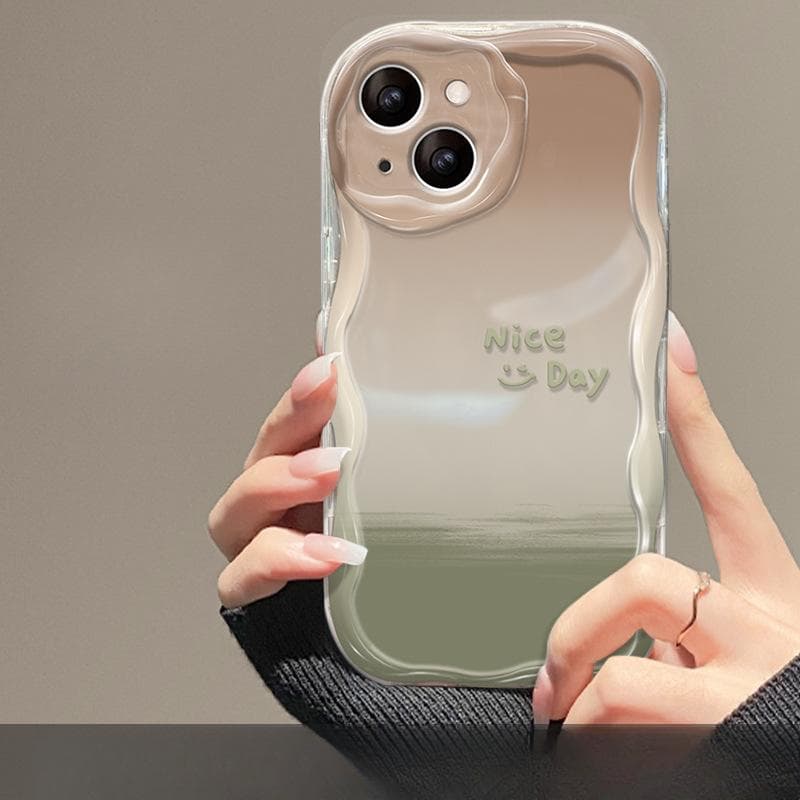 Applicable To Apple 14 Mobile Phone Case for Women's IPhone 13 Promax Transparent Gradient Smudge 11/12 Cream Pattern iPhone 6s Plus