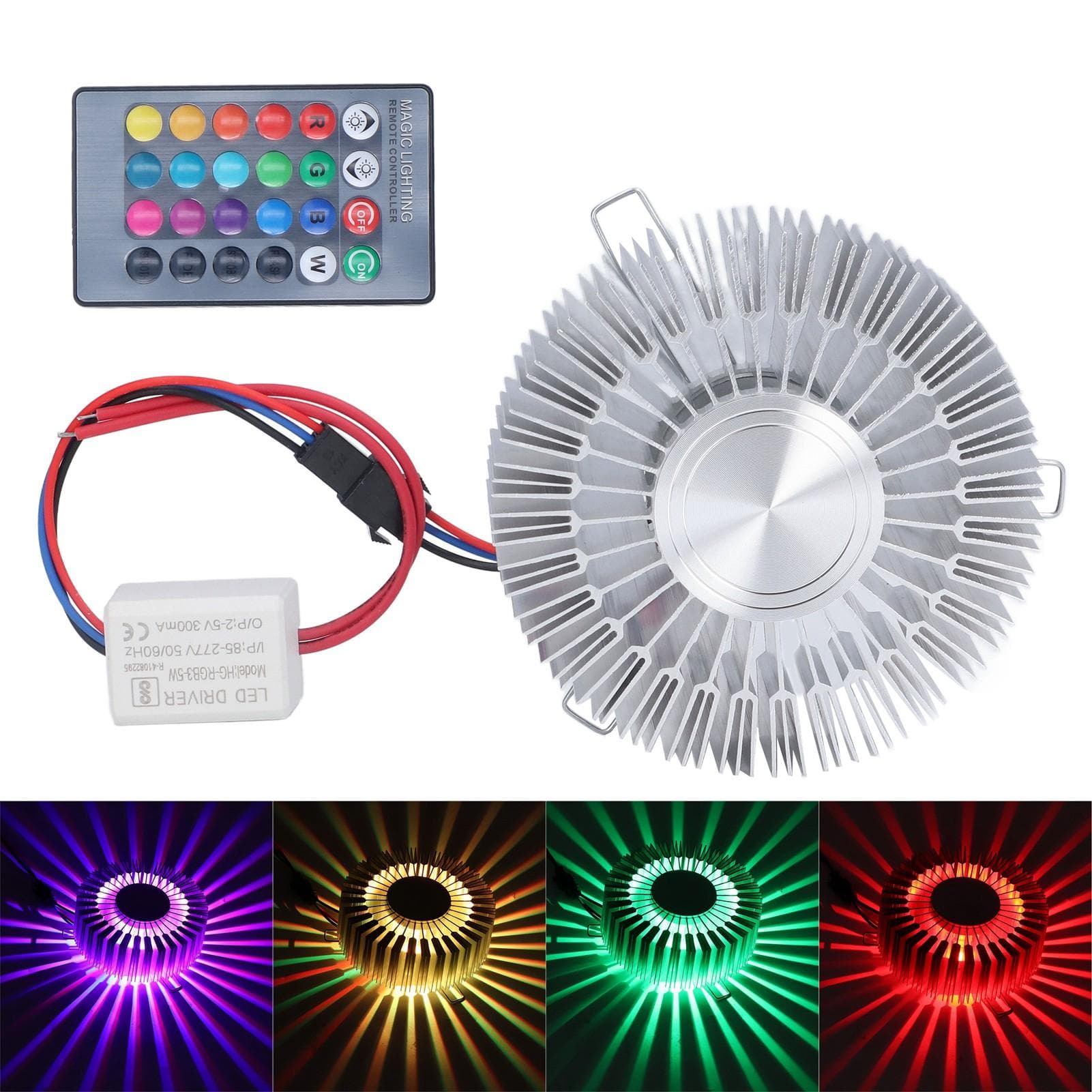 Sun Flower Wall Lamp Aluminum 3W RGB LED Aluminum Wall Lamp with Remote Control for Bedroom Bedside
