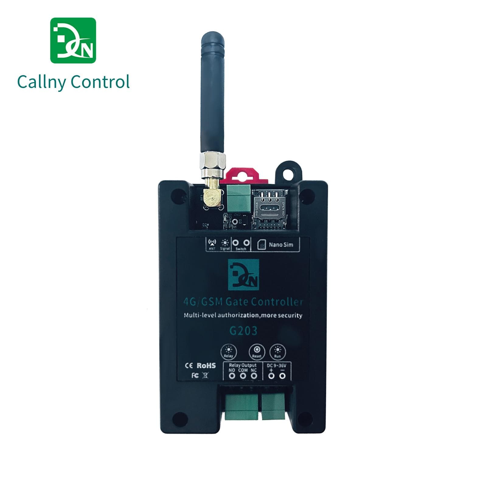 4G/GSM G203 Gate Controller Wireless Remote GSM Gate Opener Support for Ordinary User Authorization black