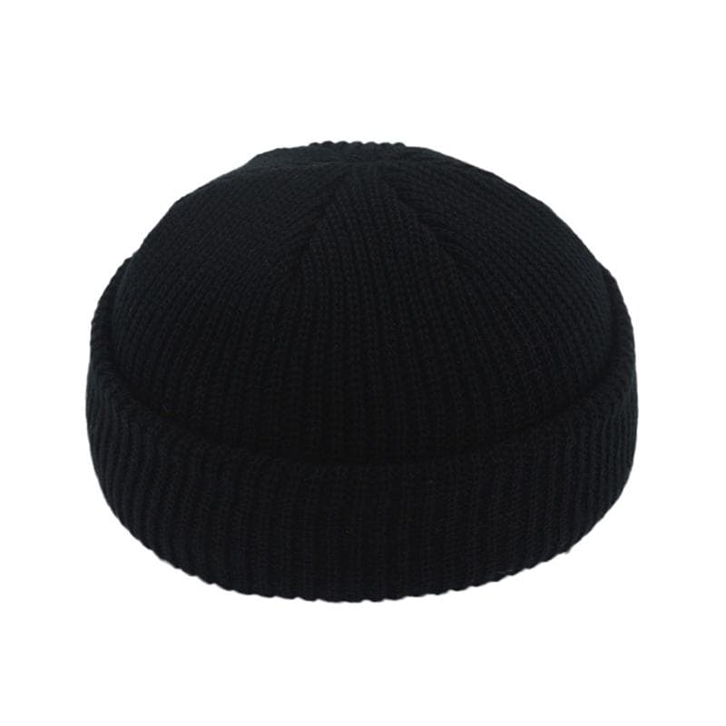 Hat Solid Color Knitted Wool Melon Cap Autumn and Winter Wild Trend Hip Hop Hat Unisex one size black